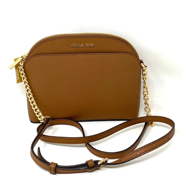 MICHAEL KORS Jet Set Travel Medium Dome Crossbody Brown Leather 35S9GTVC2L